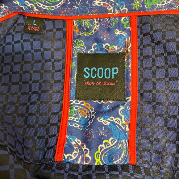 Scoop Shirt Men's Long Sleeve Large Blue Button- Up  Foral Flip Cuff. ( 11 A ) - Picture 6 of 6
